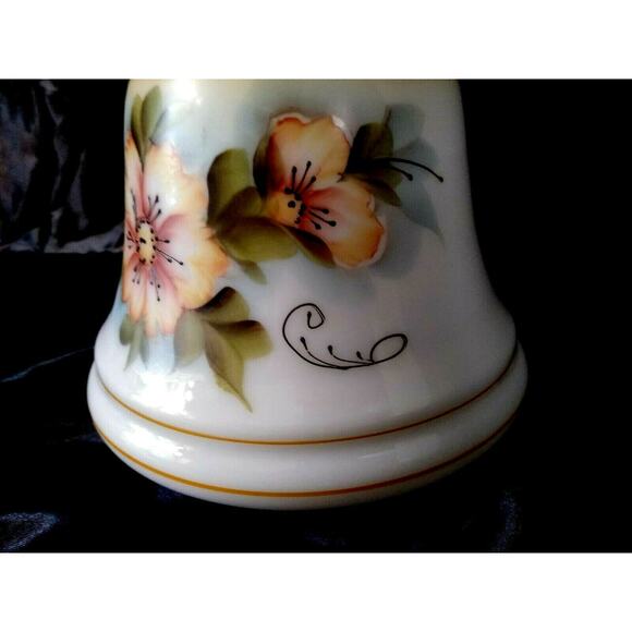 Hand Painted Vintage Milk Glass Hurricane Lamp Shade - Picture 2 of 9